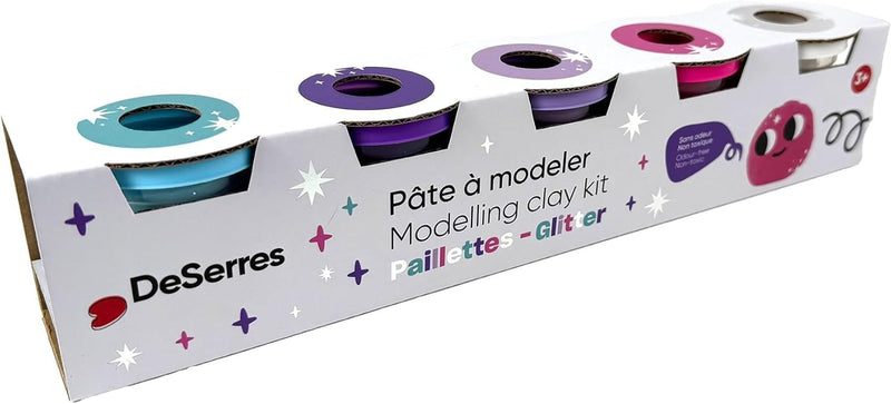 DeSerres - Modeling Clay Set - 5 Glitter Colors Toys & Games