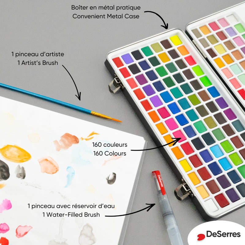 DeSerres - WATERCOLOUR KIT - 160 HALF PANS Arts & Crafts