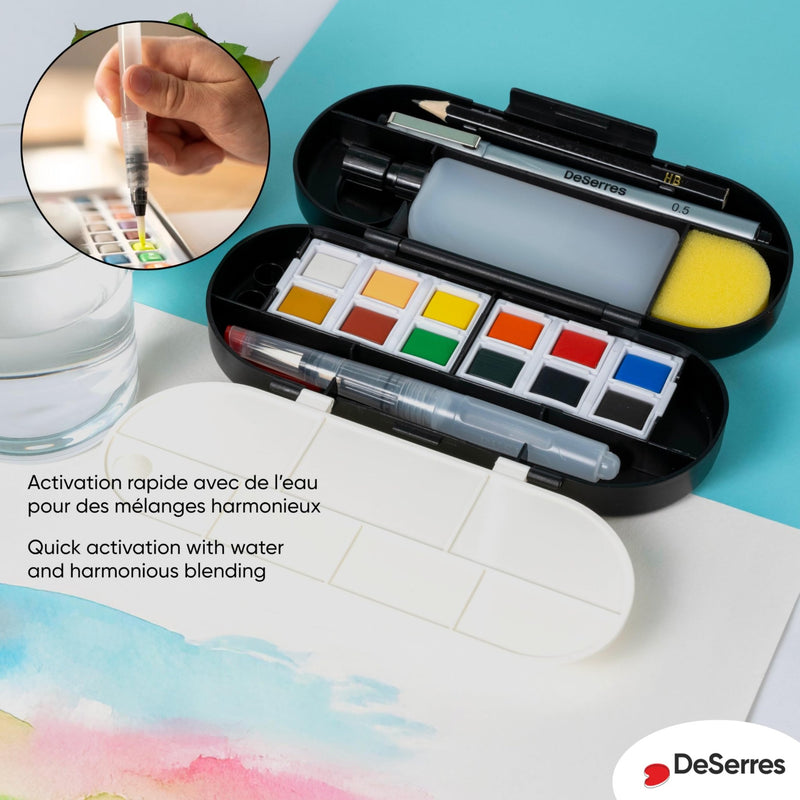 DeSerres - WATERCOLOUR TRAVEL KIT - 17 PIECES Arts & Crafts