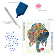 DIAMOND DOTZ - BOHEMIAN ELEPHANT (16.14" x 20.08" - 41cm x 51cm) Arts & Crafts