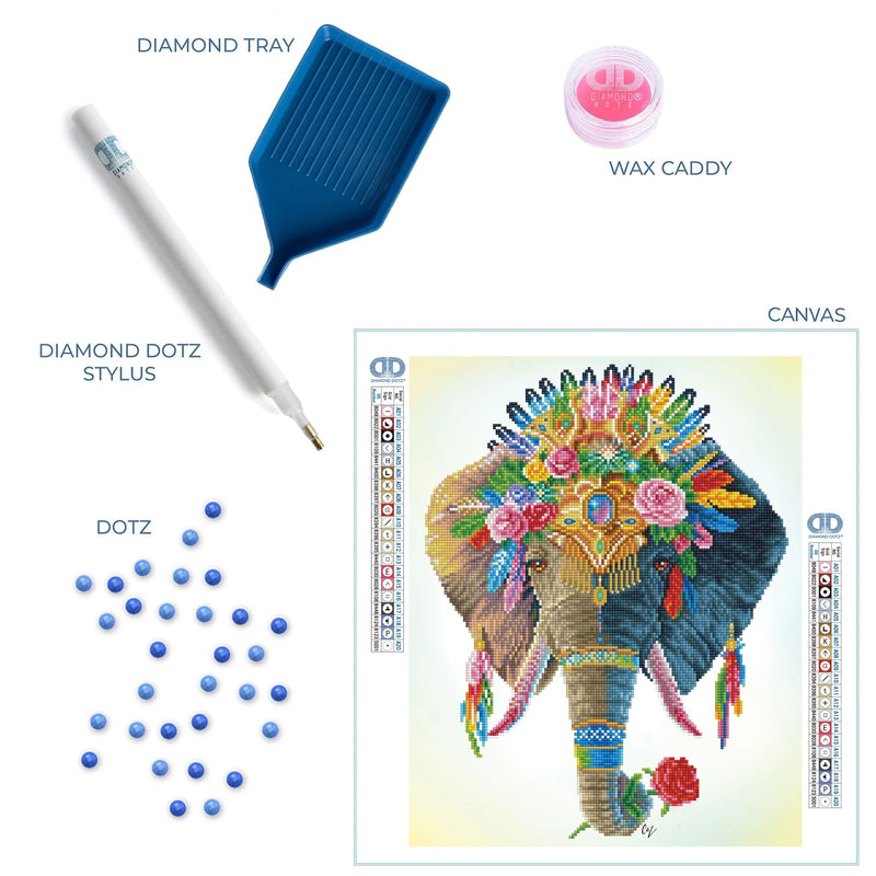 DIAMOND DOTZ - BOHEMIAN ELEPHANT (16.14" x 20.08" - 41cm x 51cm) Arts & Crafts