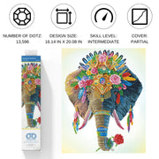 DIAMOND DOTZ - BOHEMIAN ELEPHANT (16.14" x 20.08" - 41cm x 51cm) Arts & Crafts