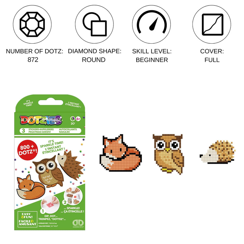 DIAMOND DOTZ - Dotzies Stickers (3) Forest Friends 18x10 Toys & Games