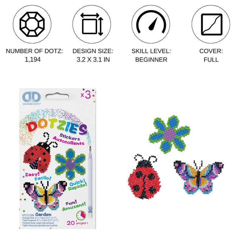 DIAMOND DOTZ - Dotzies Stickers (3)Garden 18x10 Toys & Games