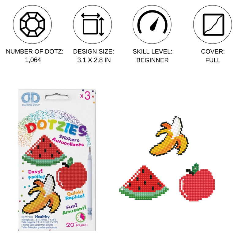 DIAMOND DOTZ - Dotzies Stickers(3) Fruits 18x10 Toys & Games