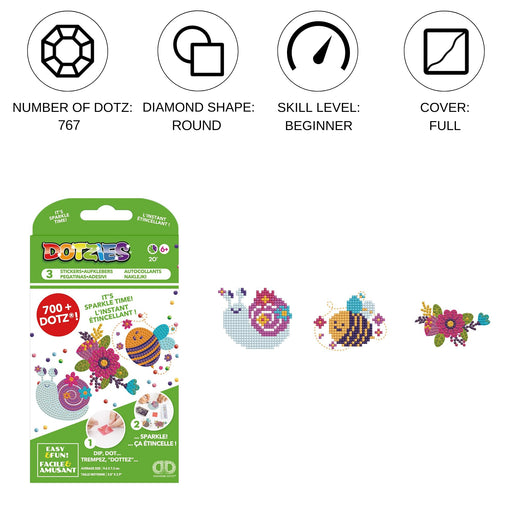 DIAMOND DOTZ - Dotzies Stickers(3) Garden friends 9,6x7,3 Toys & Games