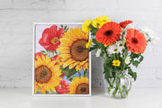 DIAMOND DOTZ - POPPIES & SUNFLOWERS (13.6" x 10.5" - 35cm x 27cm) Arts & Crafts