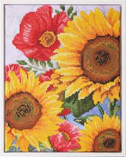 DIAMOND DOTZ - POPPIES & SUNFLOWERS (13.6" x 10.5" - 35cm x 27cm) Arts & Crafts