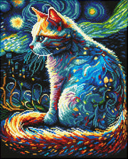 DIAMOND DOTZ - STARRY NIGHT CAT (19.9" x 15.9") Arts & Crafts