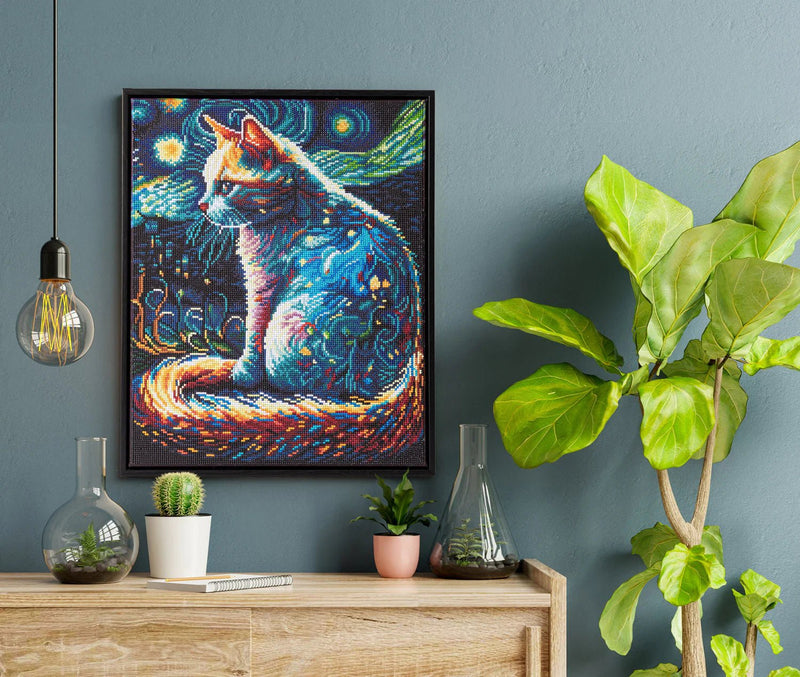 DIAMOND DOTZ - STARRY NIGHT CAT (19.9" x 15.9") Arts & Crafts