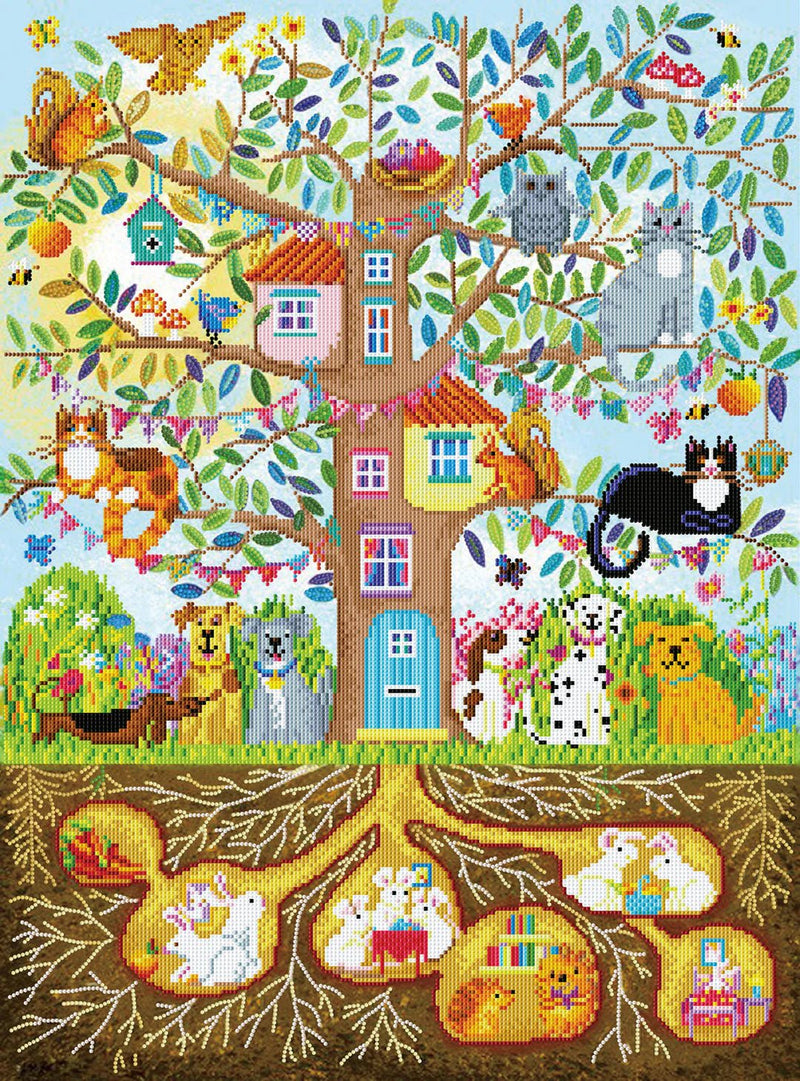 DIAMOND DOTZ - TREE HOUSE FAMILY (30" x 22.2" - 77cm x 57cm) Arts & Crafts