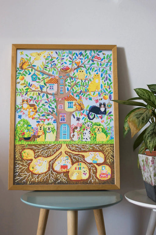 DIAMOND DOTZ - TREE HOUSE FAMILY (30" x 22.2" - 77cm x 57cm) Arts & Crafts