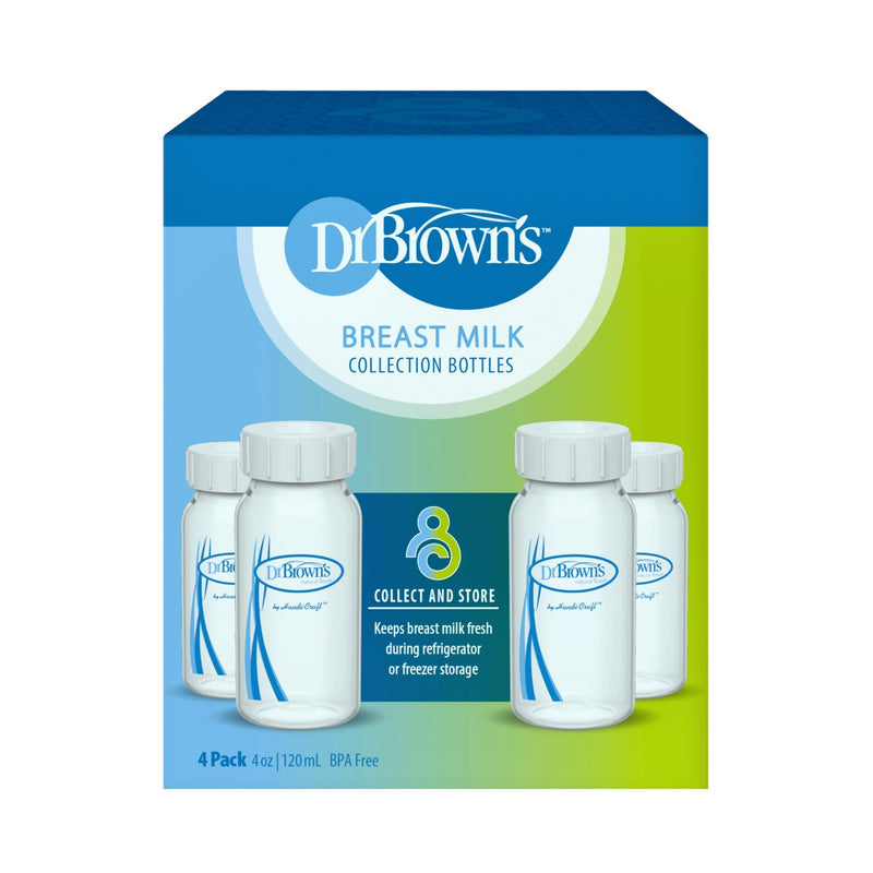 Dr Brown's - 4 oz/120 mL Narrow Breastmilk Collection Bottles, 4 - Pack Mother & Baby