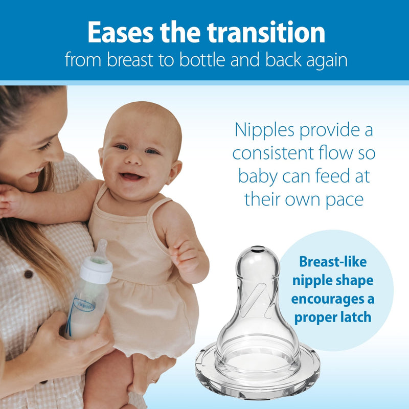 Dr Brown's - 4 oz/120 mL Options+ Narrow Breast to Bottle Slow Flow Set, Blue Mother & Baby
