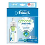 Dr Brown's - 4oz/120mL Narrow Anti - colic Options+ Baby Bottle, 3 - Pack Mother & Baby