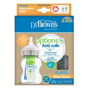 Dr Brown's - 5oz/150mL Glass Wide - Neck Anti - colic Options+ Baby Bottle, 2 - Pack Mother & Baby