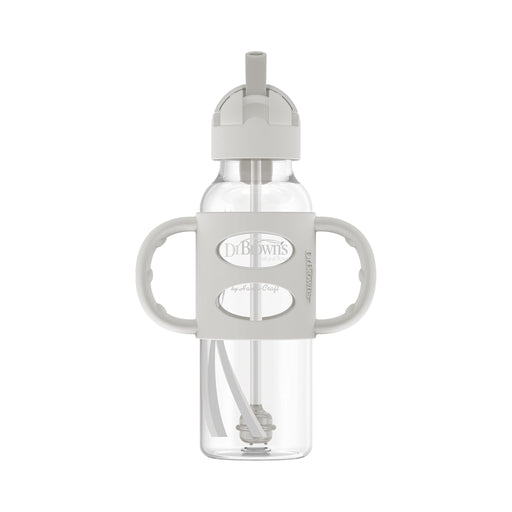 Dr Brown's - 8 oz/250 mL Narrow Sippy Straw Bottles w/ Silicone Handles, 1 - Pack Mother & Baby Gray
