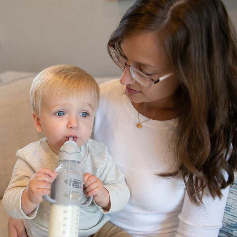 Dr Brown's - 8 oz/250 mL Narrow Sippy Straw Bottles w/ Silicone Handles, 1 - Pack Mother & Baby Pink