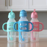 Dr Brown's - 8 oz/250 mL Narrow Sippy Straw Bottles w/ Silicone Handles, 1 - Pack Mother & Baby Pink