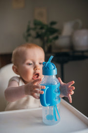 Dr Brown's - 8 oz/250 mL Narrow Sippy Straw Bottles w/ Silicone Handles, Blue, 1 - Pack Mother & Baby