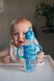 Dr Brown's - 8 oz/250 mL Narrow Sippy Straw Bottles w/ Silicone Handles, Blue, 1 - Pack Mother & Baby
