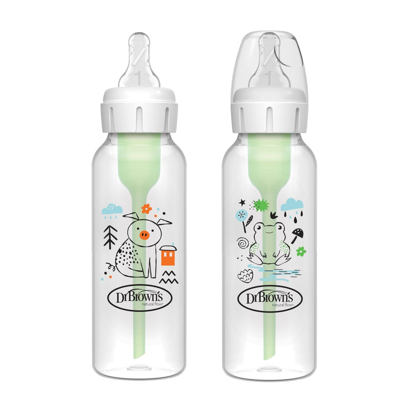 Dr Brown's - Narrow Anti-Colic Options Plus Baby Bottle (2-Pack) - Pig/Frog | 8 oz / 250 mL