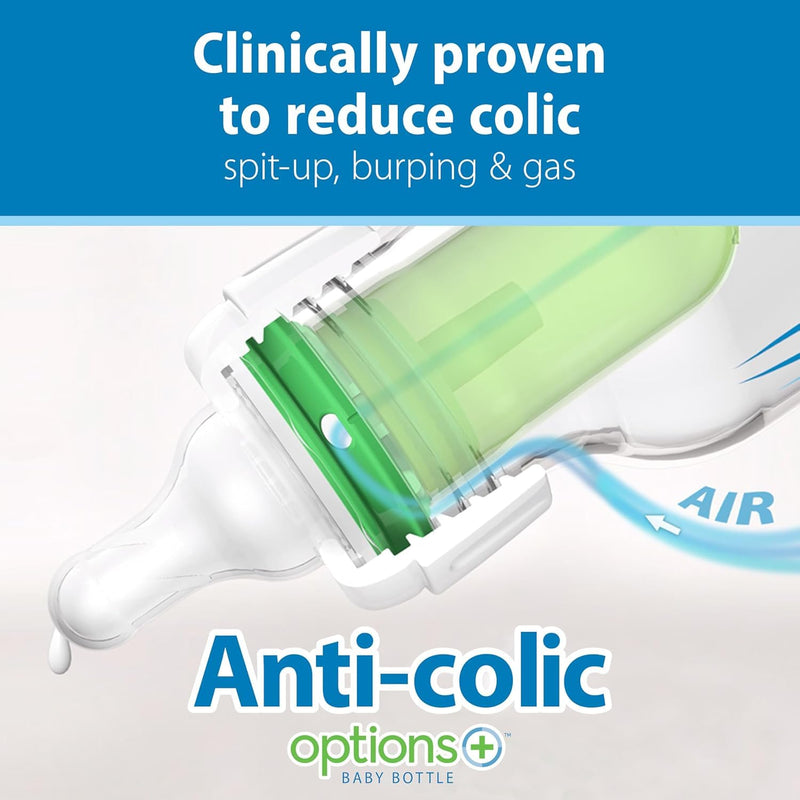 Dr Brown's - 8oz/250mL Narrow Anti - colic Options+ Baby Bottle,Bear/Owl, 2 - Pack Mother & Baby