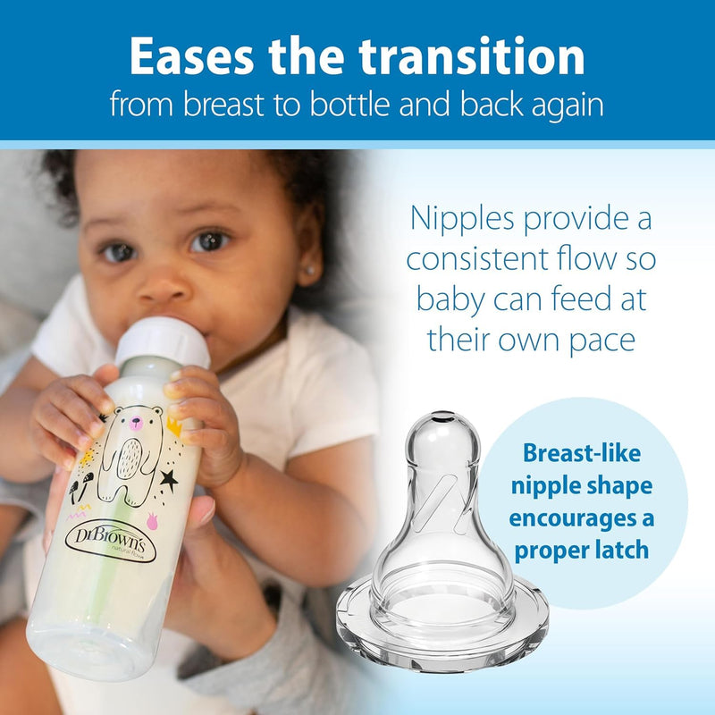 Dr Brown's - 8oz/250mL Narrow Anti - colic Options+ Baby Bottle,Bear/Owl, 2 - Pack Mother & Baby