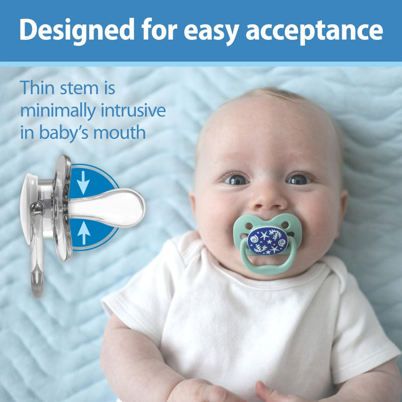 Dr Brown's - Advantage Pacifier, Stage 1, Blue Sunrise and Glow in the Dark Blue Ocean, 4 - Pack Mother & Baby