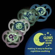 Dr Brown's - Advantage Pacifier, Stage 2, Skateboard Snail and Glow in the Dark Blue Nature, 4 - Pack Mother & Baby