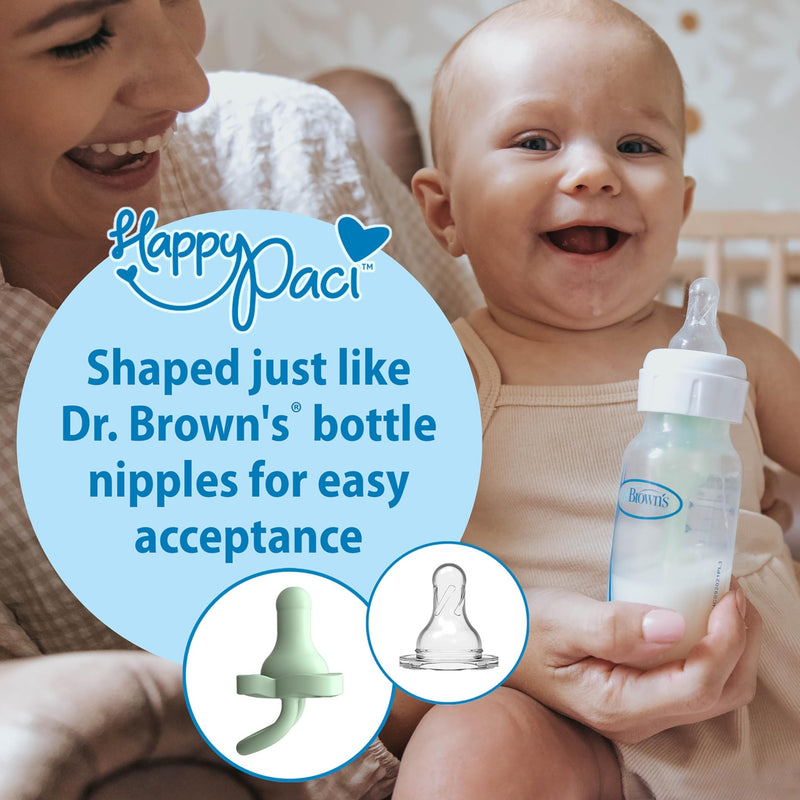 Dr Brown's - HappyPaci One - Piece Silicone Pacifier, 0 - 6m, Gray, Green, Ecru, 3 - Pack Mother & Baby