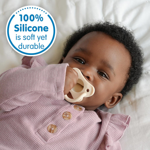 Dr Brown's - HappyPaci One - Piece Silicone Pacifier, 0 - 6m, Gray, Green, Ecru, 3 - Pack Mother & Baby