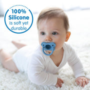 Dr Brown's - HappyPaci One - Piece Silicone Pacifier, 0 - 6m, Light Blue, Blue, White, 3 - Pack Mother & Baby