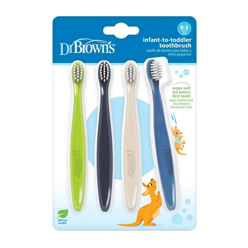 Dr Brown's - Infant - to - Toddler Toothbrush, Blue, 4 - pack Mother & Baby