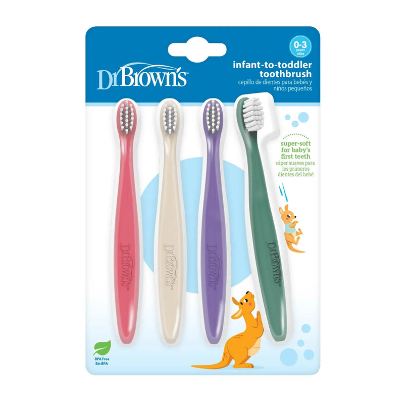 Dr Brown's - Infant - to - Toddler Toothbrush, Pink, 4 - pack Mother & Baby