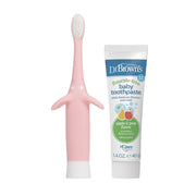 Dr Brown's - Infant - to - Toddler Toothbrush, Pink Elephant, with Apple Pear Toothpaste, 1.4oz/40 g Mother & Baby