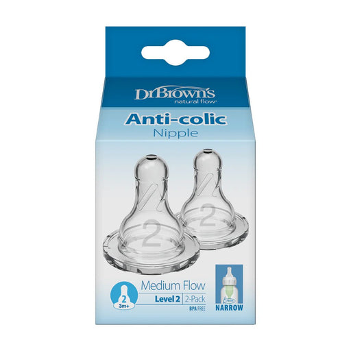 Dr Brown's - Level 2 Silicone Narrow Nipple, 2 - Pack Mother & Baby