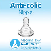 Dr Brown's - Level 2 Silicone Narrow Nipple, 2 - Pack Mother & Baby