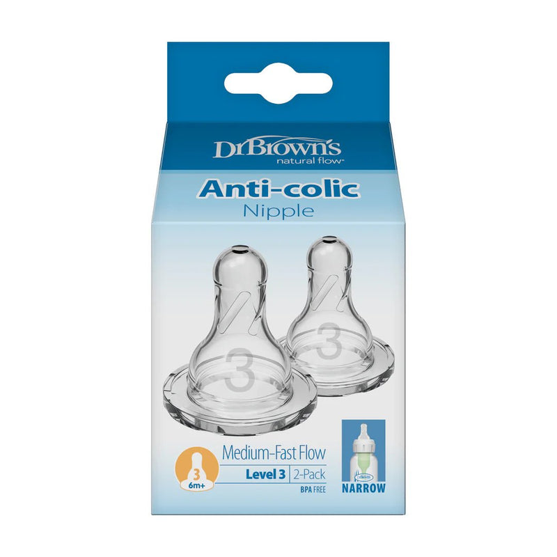 Dr Brown's - Level 3 Silicone Narrow Nipple, 2 - Pack Mother & Baby