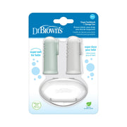 Dr Brown's - Silicone Finger Toothbrush with case, Gray and Light Green, 2 - Pack Mother & Baby