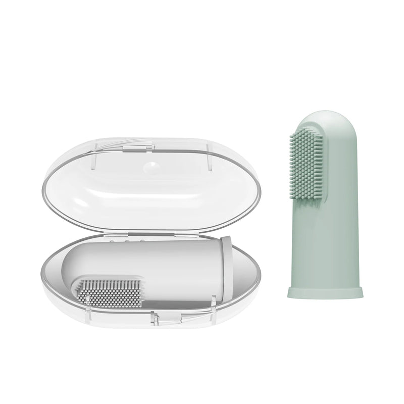 Dr Brown's - Silicone Finger Toothbrush with case, Gray and Light Green, 2 - Pack Mother & Baby