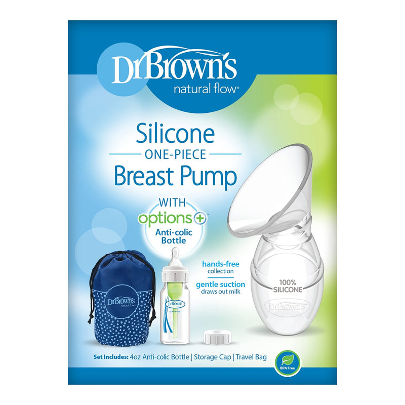 Dr Brown's - Silicone One - Piece Breast Pump w/ 4oz/120mL Narrow Anti - Colic Bottle Mother & Baby