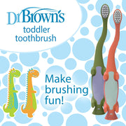 Dr Brown's - Toddler Toothbrush, Dinosaur, Green and Orange, 2 - pack Mother & Baby