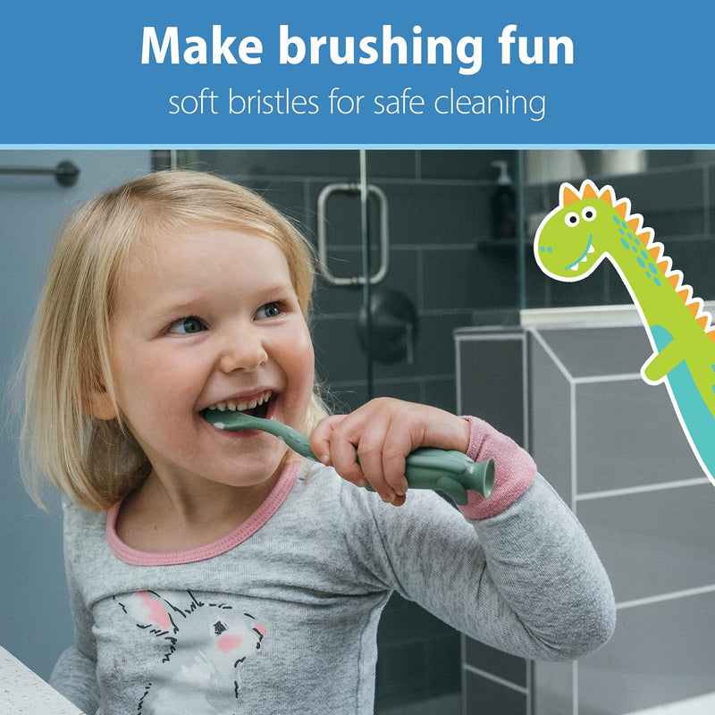 Dr Brown's - Toddler Toothbrush, Dinosaur, Green and Orange, 2 - pack Mother & Baby
