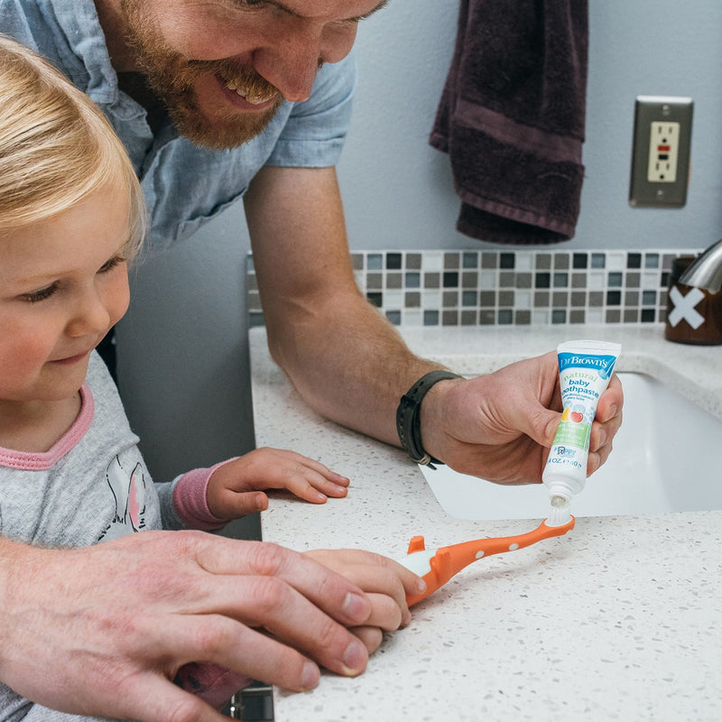 Dr Brown's - Toddler Toothbrush, Dinosaur, Green and Orange, 2 - pack Mother & Baby