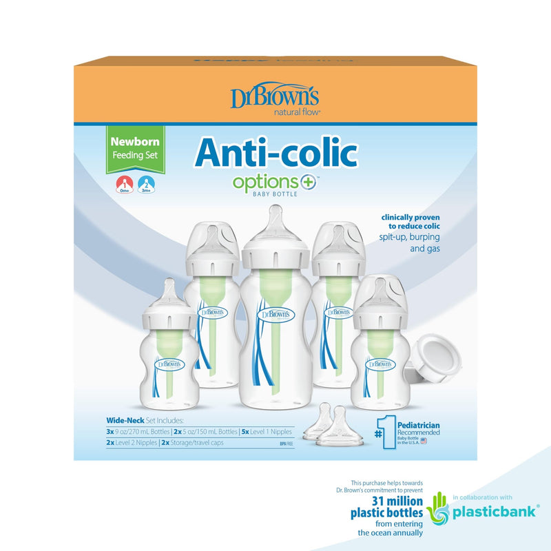 Dr Brown's - Wide - Neck Anti - colic Options+ Baby Bottleborn Feeding Gift Set Mother & Baby