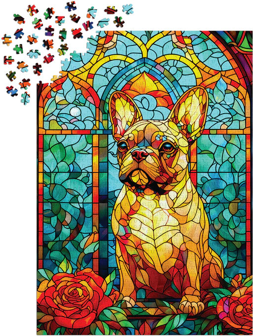 ENJOY - 1000 Piece Puzzle - French Bulldog Stained Glass