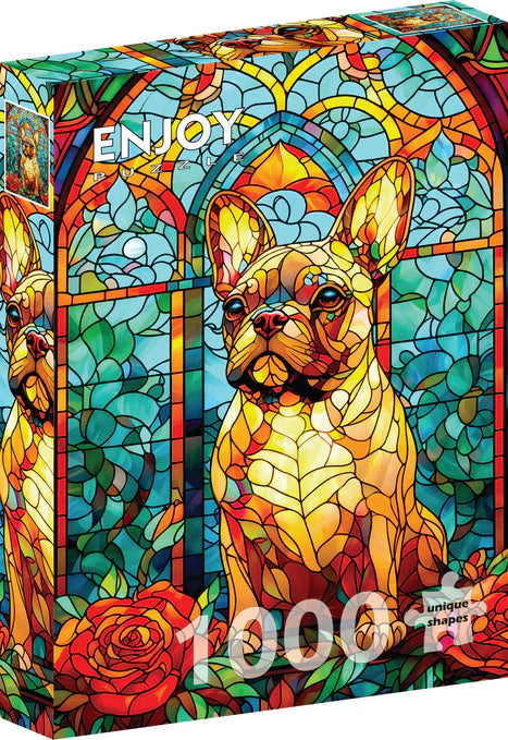 ENJOY - 1000 Piece Puzzle - French Bulldog Stained Glass