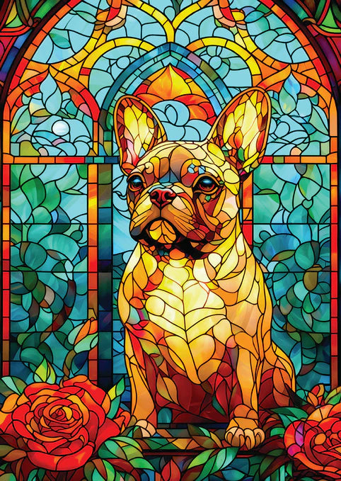 ENJOY - 1000 Piece Puzzle - French Bulldog Stained Glass