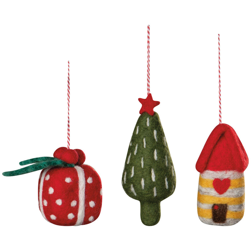 Danica - Yuletide Felt Christmas Tree Ornaments - 3 Assort